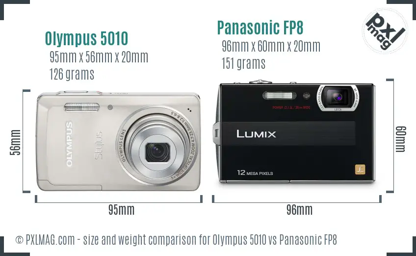 Olympus 5010 vs Panasonic FP8 size comparison
