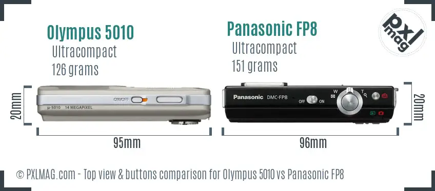 Olympus 5010 vs Panasonic FP8 top view buttons comparison