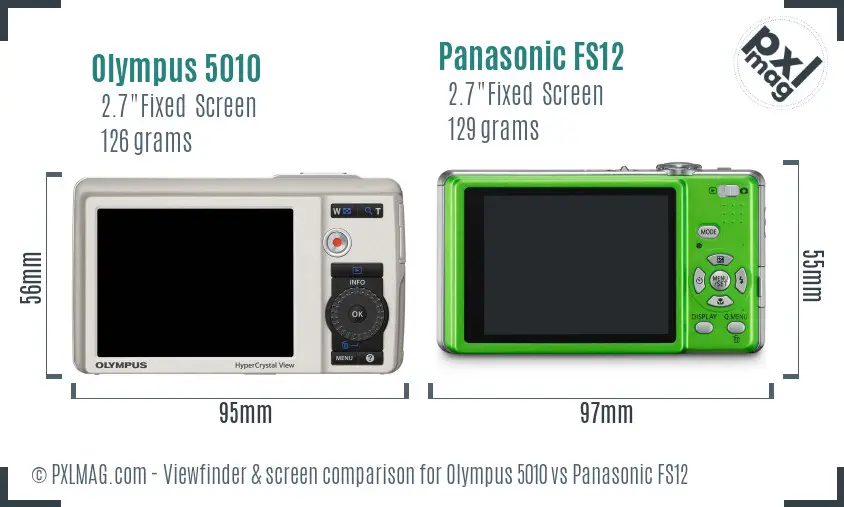 Olympus 5010 vs Panasonic FS12 Screen and Viewfinder comparison