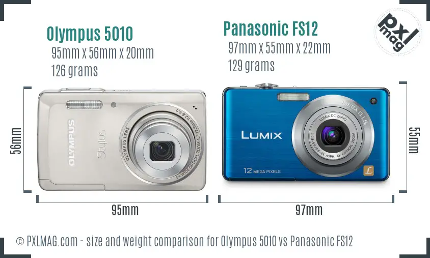 Olympus 5010 vs Panasonic FS12 size comparison