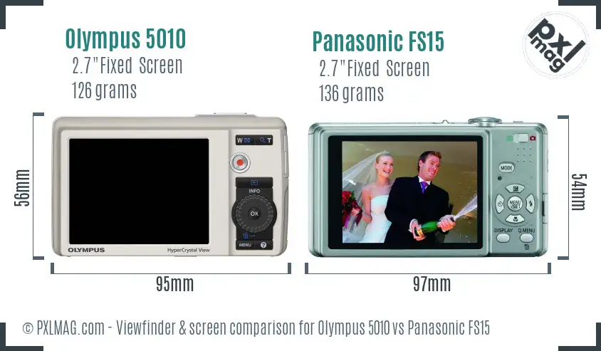 Olympus 5010 vs Panasonic FS15 Screen and Viewfinder comparison