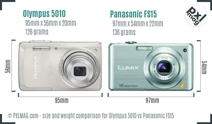 Olympus 5010 vs Panasonic FS15 size comparison