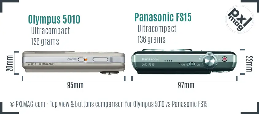 Olympus 5010 vs Panasonic FS15 top view buttons comparison