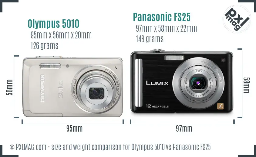Olympus 5010 vs Panasonic FS25 size comparison