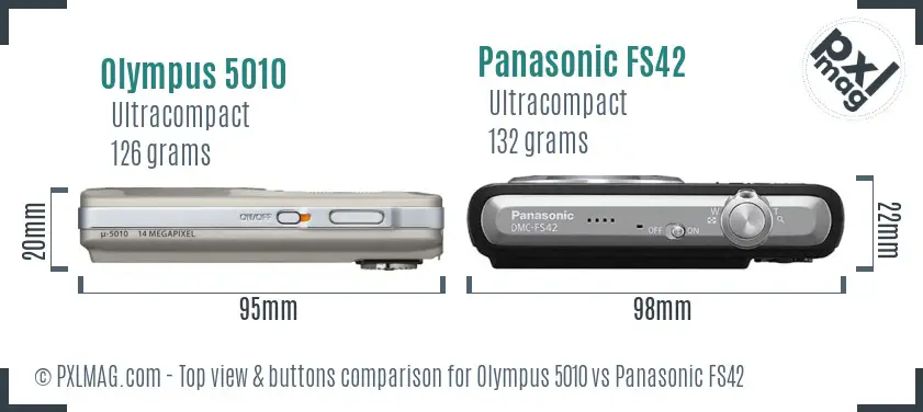 Olympus 5010 vs Panasonic FS42 top view buttons comparison