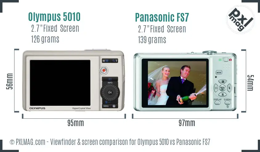 Olympus 5010 vs Panasonic FS7 Screen and Viewfinder comparison