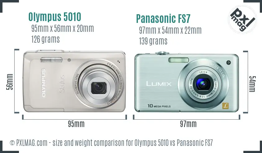 Olympus 5010 vs Panasonic FS7 size comparison