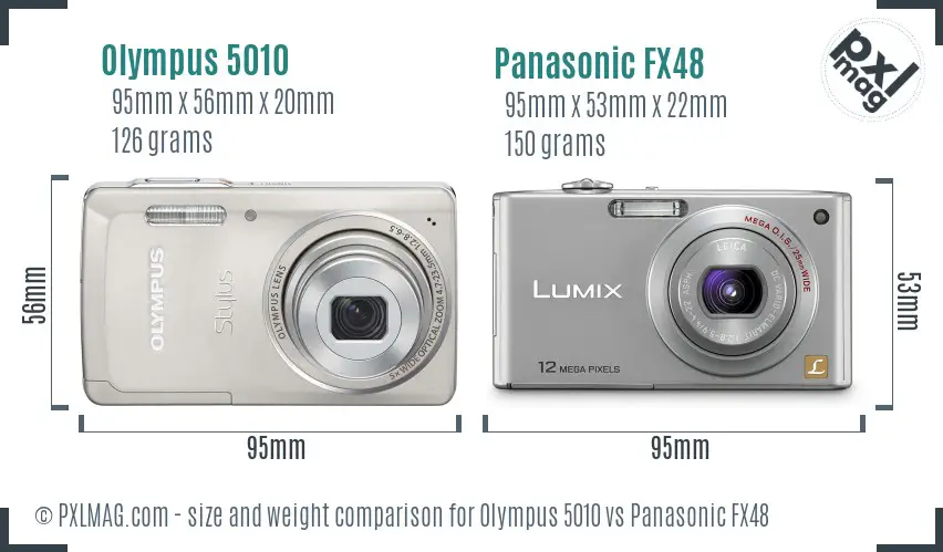 Olympus 5010 vs Panasonic FX48 size comparison