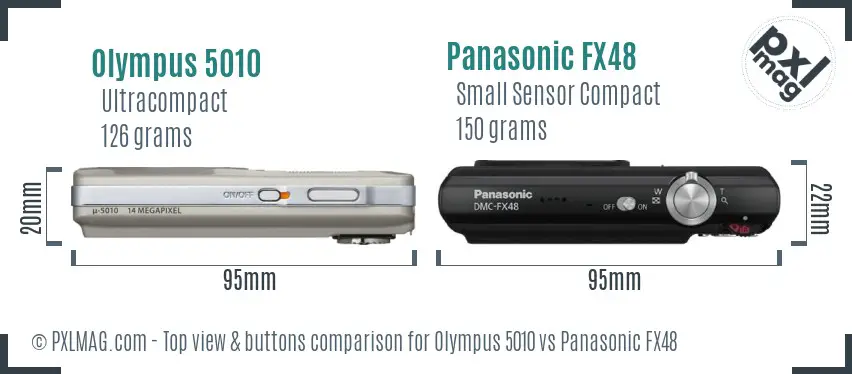 Olympus 5010 vs Panasonic FX48 top view buttons comparison