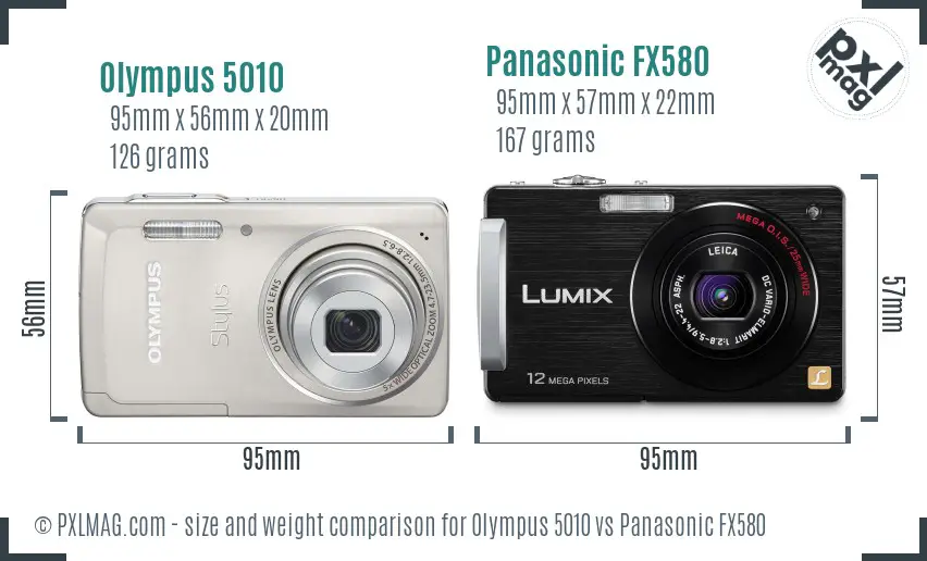 Olympus 5010 vs Panasonic FX580 size comparison