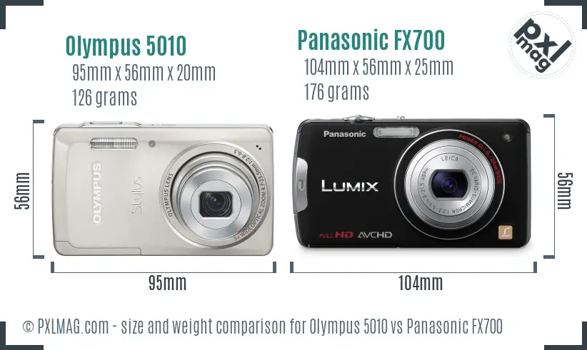 Olympus 5010 vs Panasonic FX700 size comparison