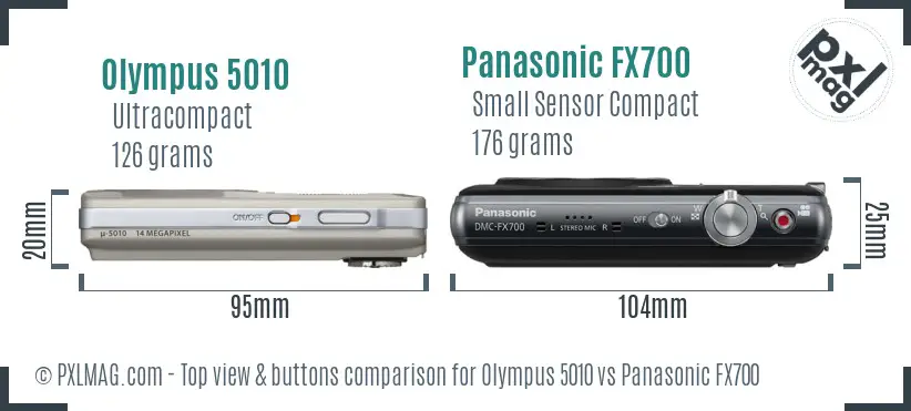 Olympus 5010 vs Panasonic FX700 top view buttons comparison