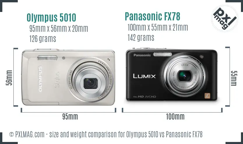 Olympus 5010 vs Panasonic FX78 size comparison