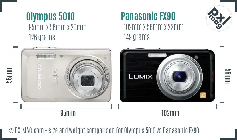 Olympus 5010 vs Panasonic FX90 size comparison