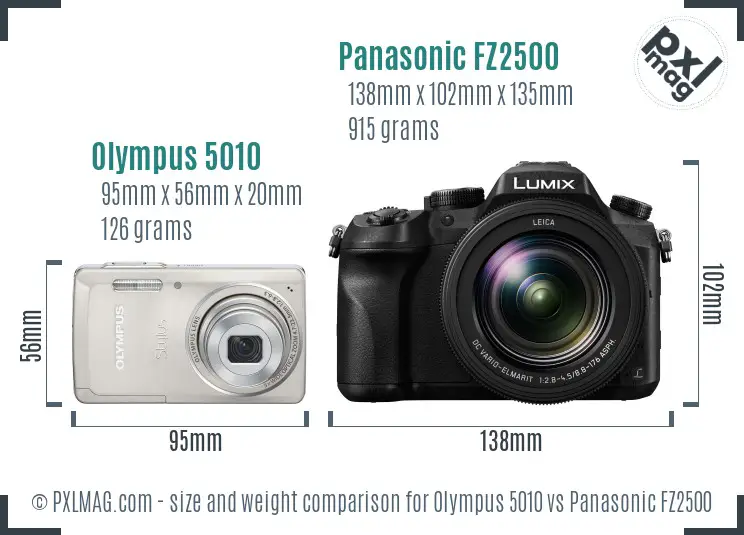 Olympus 5010 vs Panasonic FZ2500 size comparison