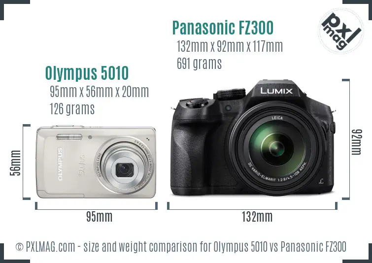 Olympus 5010 vs Panasonic FZ300 size comparison