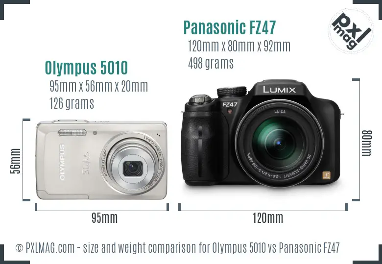 Olympus 5010 vs Panasonic FZ47 size comparison