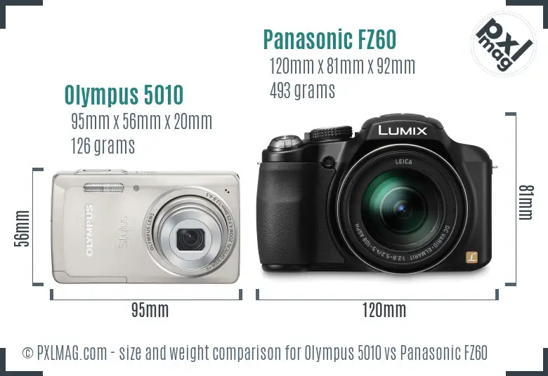 Olympus 5010 vs Panasonic FZ60 size comparison