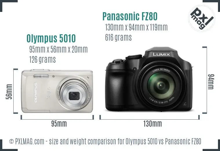 Olympus 5010 vs Panasonic FZ80 size comparison