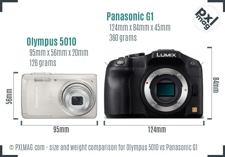 Olympus 5010 vs Panasonic G1 size comparison