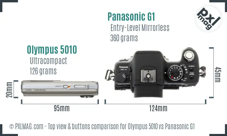 Olympus 5010 vs Panasonic G1 top view buttons comparison