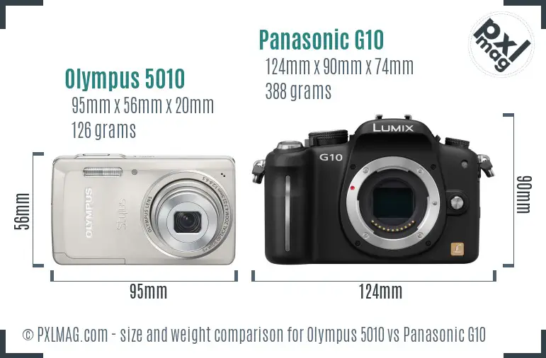 Olympus 5010 vs Panasonic G10 size comparison