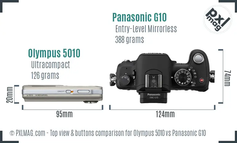 Olympus 5010 vs Panasonic G10 top view buttons comparison