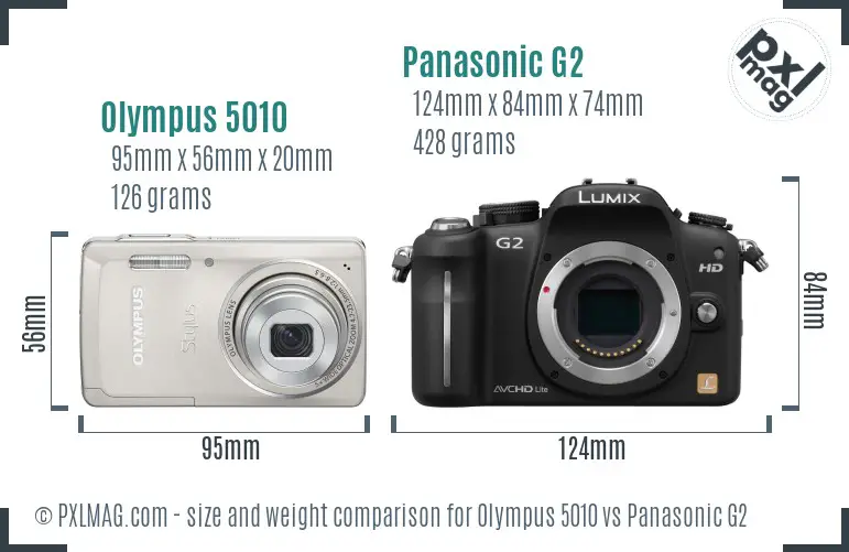 Olympus 5010 vs Panasonic G2 size comparison