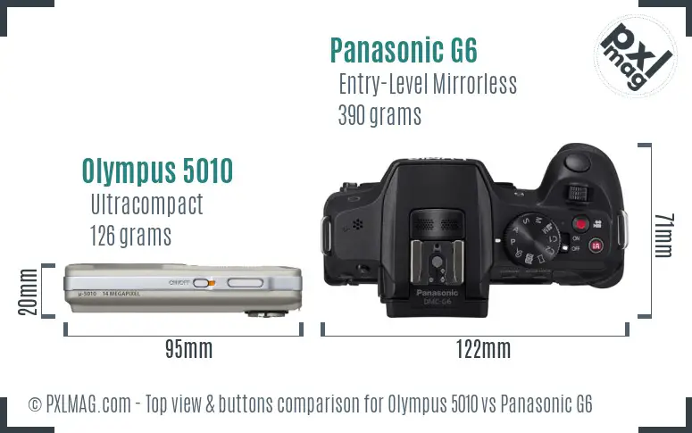 Olympus 5010 vs Panasonic G6 top view buttons comparison