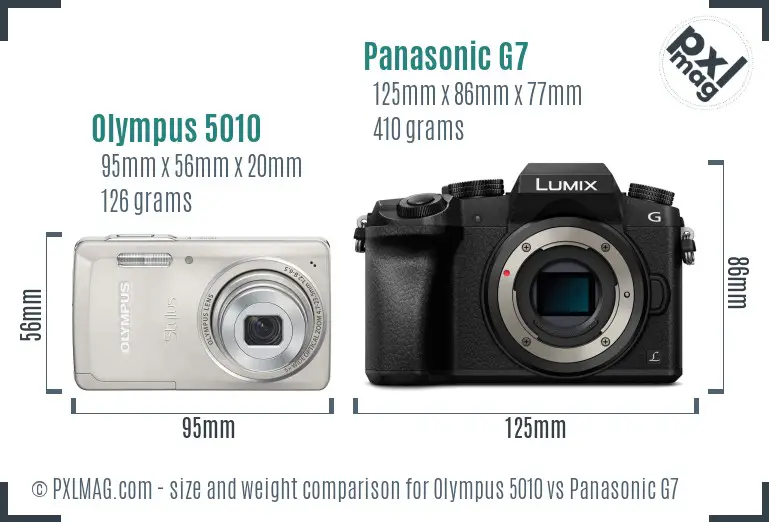 Olympus 5010 vs Panasonic G7 size comparison