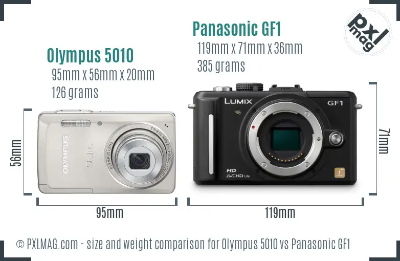 Olympus 5010 vs Panasonic GF1 size comparison