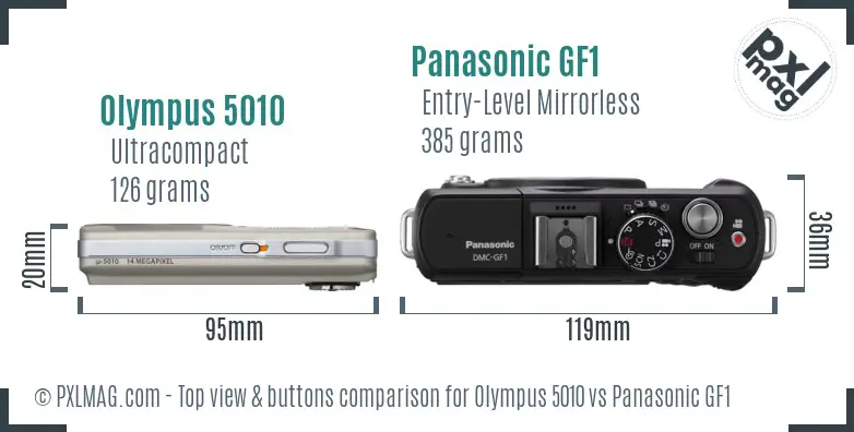 Olympus 5010 vs Panasonic GF1 top view buttons comparison
