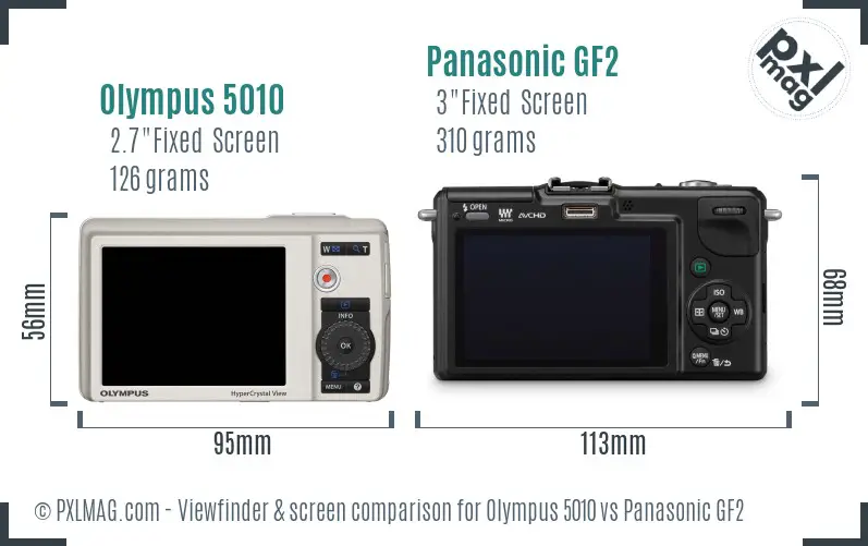 Olympus 5010 vs Panasonic GF2 Screen and Viewfinder comparison
