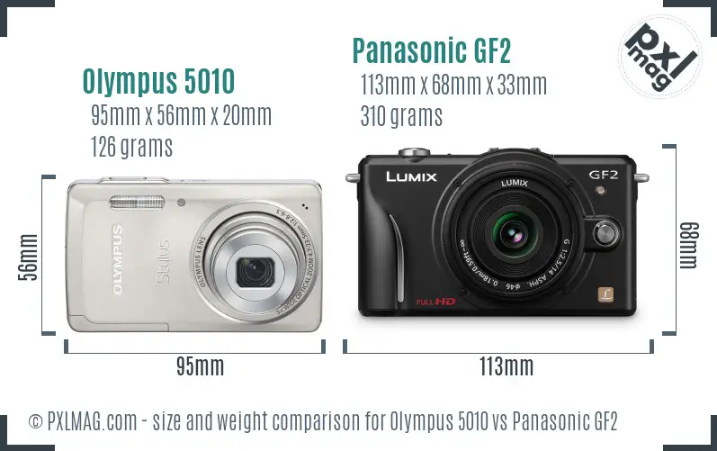 Olympus 5010 vs Panasonic GF2 size comparison