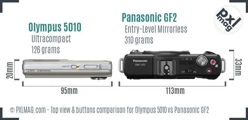Olympus 5010 vs Panasonic GF2 top view buttons comparison