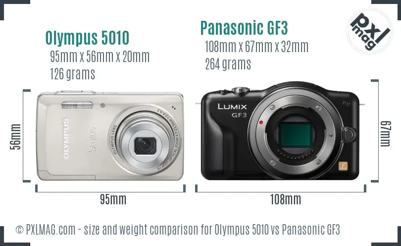 Olympus 5010 vs Panasonic GF3 size comparison