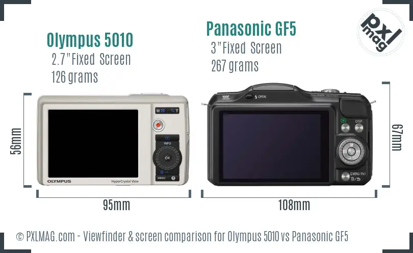 Olympus 5010 vs Panasonic GF5 Screen and Viewfinder comparison