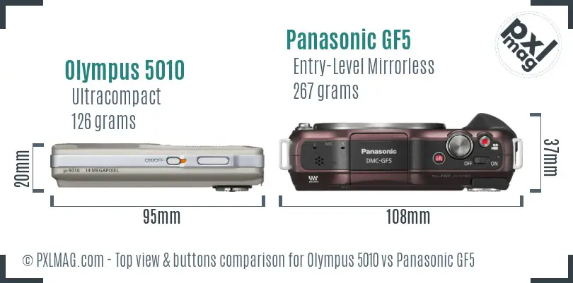 Olympus 5010 vs Panasonic GF5 top view buttons comparison