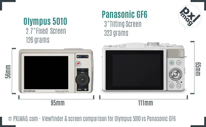 Olympus 5010 vs Panasonic GF6 Screen and Viewfinder comparison