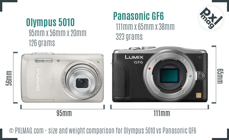 Olympus 5010 vs Panasonic GF6 size comparison