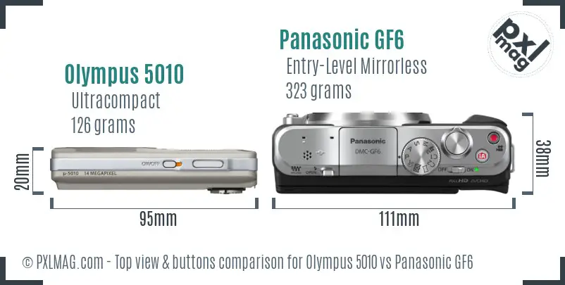 Olympus 5010 vs Panasonic GF6 top view buttons comparison