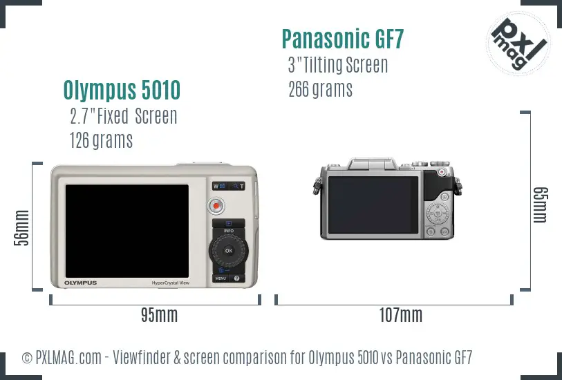 Olympus 5010 vs Panasonic GF7 Screen and Viewfinder comparison