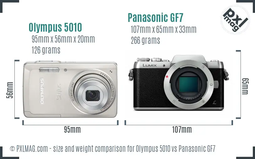 Olympus 5010 vs Panasonic GF7 size comparison