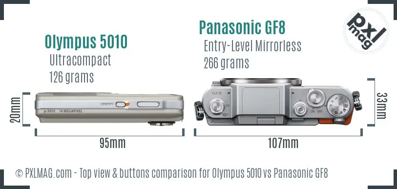 Olympus 5010 vs Panasonic GF8 top view buttons comparison