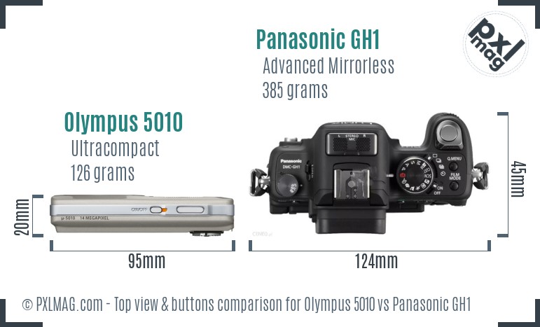 Olympus 5010 vs Panasonic GH1 top view buttons comparison