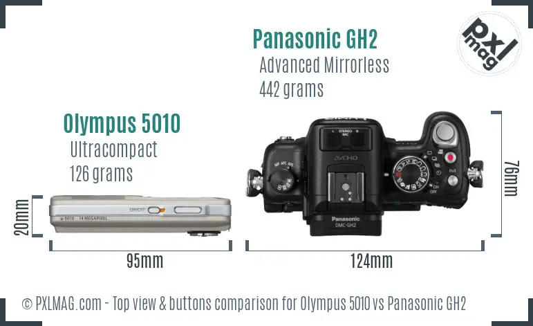 Olympus 5010 vs Panasonic GH2 top view buttons comparison