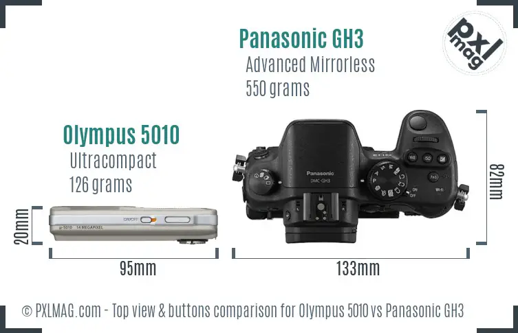 Olympus 5010 vs Panasonic GH3 top view buttons comparison