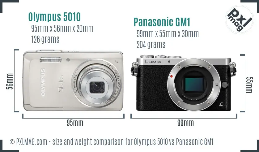 Olympus 5010 vs Panasonic GM1 size comparison
