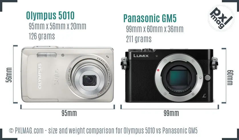 Olympus 5010 vs Panasonic GM5 size comparison