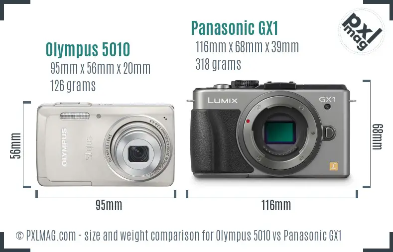 Olympus 5010 vs Panasonic GX1 size comparison